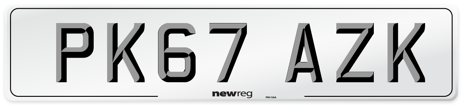PK67 AZK Number Plate from New Reg